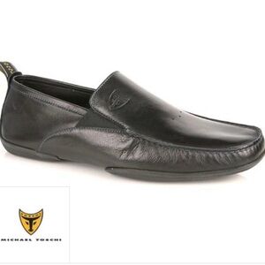 Michael Toschi Onda Classic Black Men's Calf Leather Driving Loafers